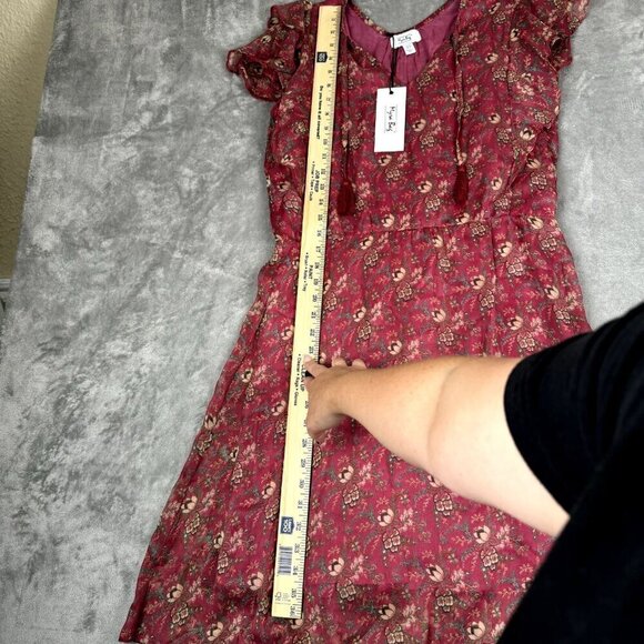 Myra Bag Women Small Mauve Dress Midi Flutter Sleeve Tassle Chiffon Floral Toggl - Picture 10 of 14